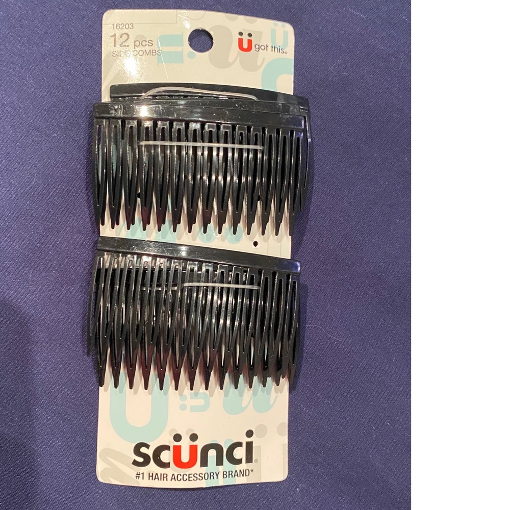 Scunci 6bPiece Black Plastic Side Combs Hair Styling‎ Accessories for Women